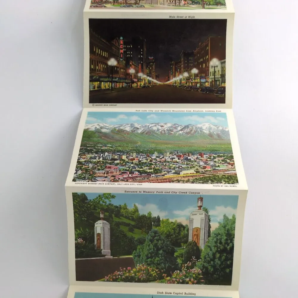 An Art Folder of Salt Lake City Utah 1940s Fold-Out Linen Postcards UT‎ Mormons+